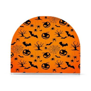 Imagem de JUZIHAI Sorridente Jack-o-lanterns Porta-guardanapos para mesa Dispensador de guardanapos de acrílico Suporte de lenço independente de mesa para cozinha sala de jantar bar festa decoração de casa