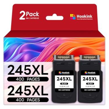 Imagem de Hookink Cartucho de tinta preta de substituição 245XL para Canon 245 PG245 XL PG245XL (embalagem com 2) Use com impressora Pixma MG2522 TS3122 TS3322 MX490 TR4520 TR4527 MG2520 MX492 TS202 TS302