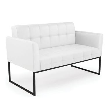 Imagem de Sofá Namoradeira Elisa Corino Branco Base Metálica Industrial Preto - D'rossi