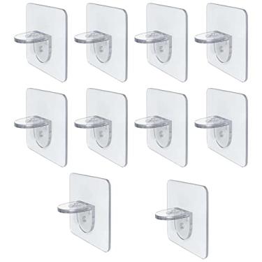 Imagem de Suporte de prateleira sem perfuração, clipes autoadesivos para prateleiras de livros de armário de cozinha - pinos de suportes de divisórias fortes para suportes de armário de ripa