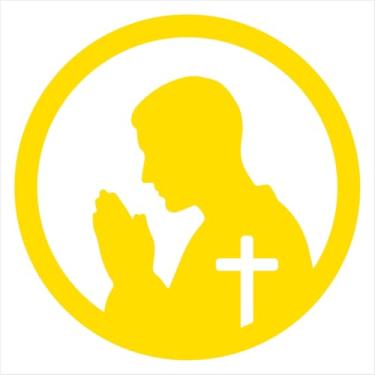 Imagem de Adesivo de Recorte - Fé Silhueta Homem Rezando - Decoração Religiosa para Parede Lisa, portas, carros, notebooks (AMARELO, 40X40 CM)