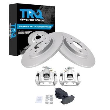 Imagem de TRQ Kit de Pastilha de Freio Traseiro e Rotor Premium G-Coated Semi-Metálico Compatível com Ram C/V Volkswagen Routan 2012