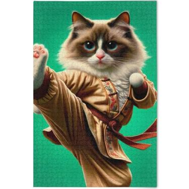 Imagem de Ragdoll Kung Fu Gato Engraçado Adulto Quebra-cabeça 500 Peças Quebra-cabeça Natureza Engraçado Animal Arte Colorida Personalizada, 52 cm x 37,8 cm