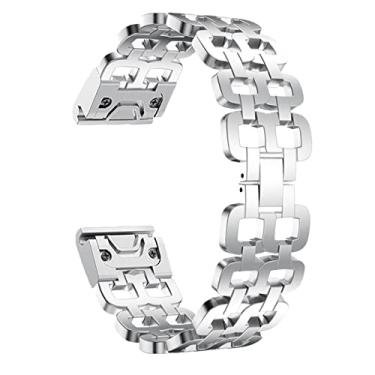 Imagem de KAPPDE Pulseira de liberação rápida para Garmin Fenix 6X 6XPro 5X 5XPlus Pulseira de relógio para Fenix 3 HR/Descent Mk1 Pulseira de aço inoxidável (Cor: Prata, Tamanho: 26mm Fenix 5X 5XPlus)