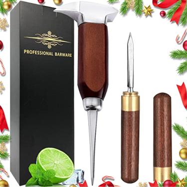 Imagem de (7,0 polegadas) - Picador de gelo - Picador de gelo de aco inoxidavel de 18 cm com cabo de madeira, triturador de gelo estilo japones ideal para bares, barman, melhor ferramenta de escultura, ICPK0007 (7)