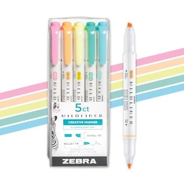Imagem de Zebra Pen Conjunto de marcadores de ponta dupla Mildliner, pontas largas e finas, ideal para realce da Bíblia, sem sangramento, material escolar e material para professores, cores sortidas de tinta