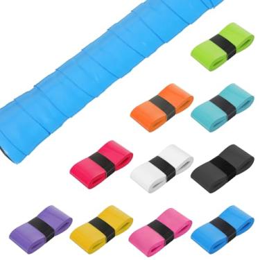 Imagem de FNANJWQ 10 peças de fita de aderência para raquete de tênis, antiderrapante para tênis, pré-cortada, sensação seca, absorção de suor, aderência para badminton, pickleball (10 cores)