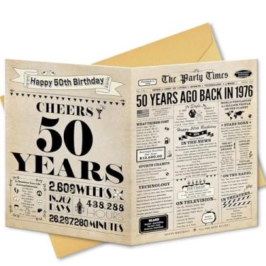 Imagem de BGTCARDS Cartão de aniversário de 50 anos, presentes engraçados para mulheres e homens, decorações de aniversário de 50 anos para ele, cartão de volta em 1976