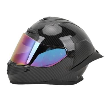 Imagem de Dioche Capacete de Motocicleta Masculino Com Proteção Multicamadas, Quente, Respirável, Confortável, Rosto Inteiro, para Andar de Bicicleta, Forro (Lente colorida com aparência de fibra de carbono L)