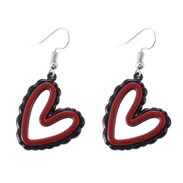 Imagem de Brincos femininos com pingente de coração vazado para dia dos namorados, acessórios de joias, presentes de dia dos namorados, Medium, Liga de aço, Zircônia cúbica