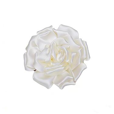 Imagem de ONLYJUMP Broche de tecido rosa para mulheres delicado cetim grande broches de flor rosa grampo de cabelo alfinetes de lapela para festa de casamento vestido de dança acessórios de roupas, Medium, Liga