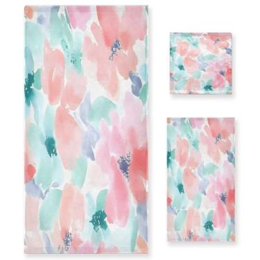 Imagem de xigua Conjunto de toalhas de banheiro de flores coloridas absorvente macio toalha de banho de 3 peças toalha de mão toalhas decorativas para banheiro, academia, hotel, praia, piscina