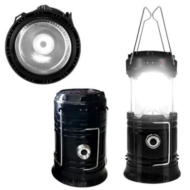 Imagem de Lanterna Lampião Solar LED Camping Recarregável Pesca Barraca LED Luminaria Lampião Energia (Preto)