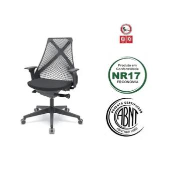 Imagem de Cadeira Office Plaxmetal Presidente, até 120kgs, Tela Bix Com Autocompensador, Giratóri...