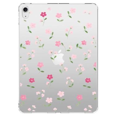 Imagem de AdorableWhimsy Capa transparente para iPad 10ª geração 2022 10,9 polegadas/iPad (A16) 11ª geração 2025 11 polegadas flor rosa linda design floral capa protetora transparente para tablet capa dura à