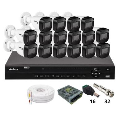 Imagem de Kit 16 Câmeras Intelbras 1130b Dvr Intelbras Mhdx 1232 Sem Hd