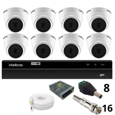 Imagem de Kit 8 Câmeras 1220 D Mic 1080p Com Microfone Dvr Intelbras 1216-c Mhdx Com Acesso Remoto Sem Hd