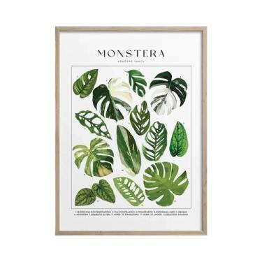 Imagem de Arte De Parede Em Tela Com Folhas Botânicas Verdes, Plantas De Interio