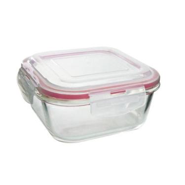 Imagem de Pote de vidro quadrado com tampa hermética 800ml - Casita, Rosa