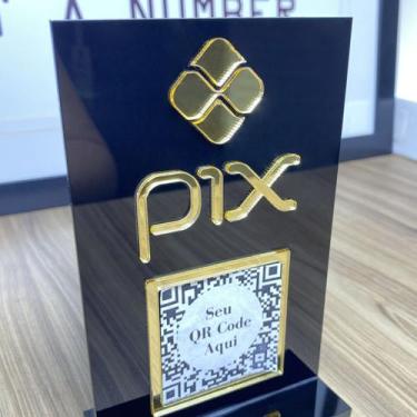 Imagem de Placa Pix Pagamento QrCode De Mesa Balcão c/ base - Acrílico - Acrihom