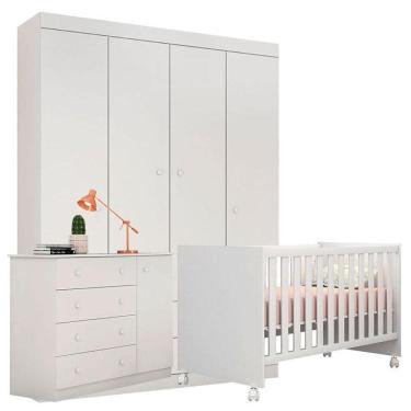 Imagem de Quarto De Bebê Helena Com Berço Doce Sonho Branco Brilho - Phoenix