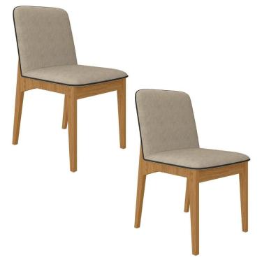 Imagem de Kit 2 Cadeiras Estofadas Windsor Cinamomo/suede Bege - M.a
