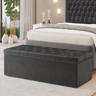 Imagem de Calçadeira Baú Sagitarius em Veludo para Cama Box Casal Queen 160cm