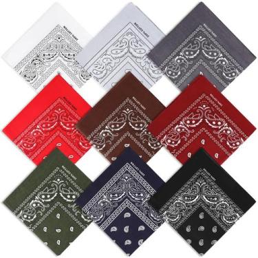 Imagem de Bandanas Mochabao 56x56 cm Algodão Conjunto com 9 Cores Neutras