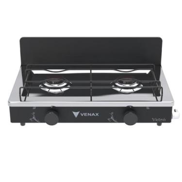 Imagem de Fogao de Mesa 2 Bocas Venax Flamalar Vetro Preto Fosco Gas Glp