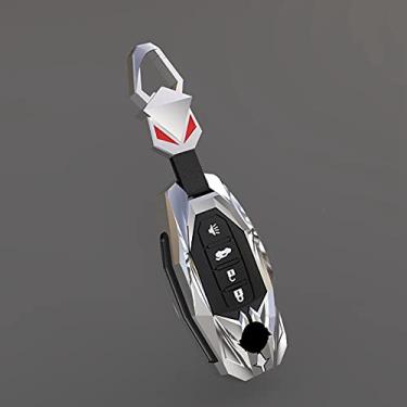 Imagem de YJADHU Porta-chaves de liga de zinco para chaveiro de carro capa, apto para Nissan Versa Maxima Rogue Armada Sentra Qashqai X-Trail Infiniti FX35 QX50, chave D prata