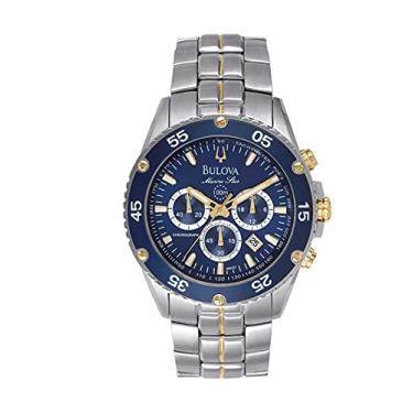 Imagem de Relógio masculino Bulova Marine Star 98H37, azul/dourado/prateado