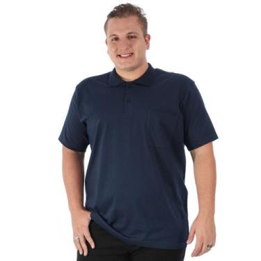 Imagem de Camisa Polo Plus Size Masculina Com Bolso Básica Marinho - Anistia
