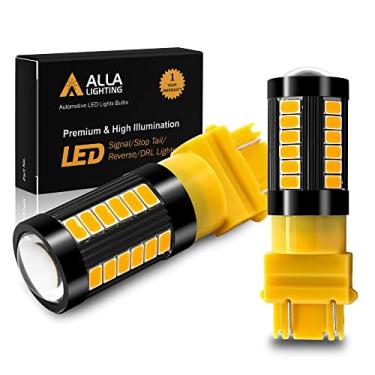 Imagem de Alla Lighting Lâmpadas piscantes de LED 2800lm 3156 3157, amarelo âmbar T25 3157NAK 4157 3457AK 3757NAK 4157NAK 3157AK 3457NAK 5702NAK Substituir lâmpadas piscantes Xtreme Super Bright 12V 5730 33-3-3-3 SMD