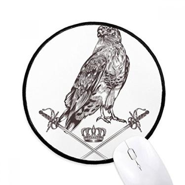Imagem de Tapete de mouse com espada de águia animal estilo barroco desktop escritório tapete redondo para computador
