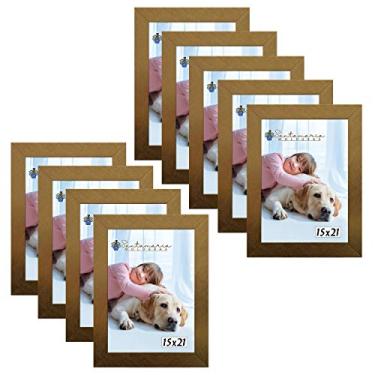 Imagem de Kit 9 Molduras Porta Retrato 15X21 Dourado