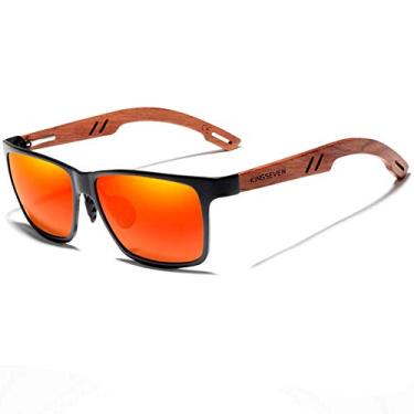 Imagem de Óculos de Sol Masculino Design Madeira Kingseven Polarizados com UV400 Espelho B5507 (C5)