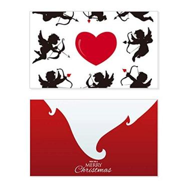 Imagem de Anjo Cupido Vermelho Coração Comination Padrão Feriado Feliz Natal Cartão de Parabéns Mensagem Natal Letra