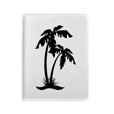Imagem de Caderno de silhueta de praia preta de coqueiro, capa de chiclete, diário de capa macia