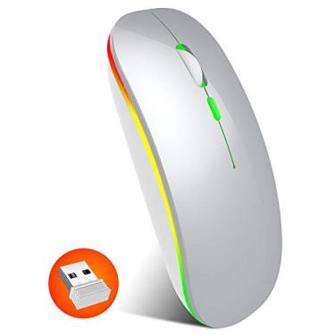Imagem de Loijon M40 Mouse Sem Fio Ultra-fino 2.4G Recarregável Sem Fio Mouse Silencioso Design Ergonômico 3 DPI Ajustável Prata