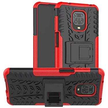 Imagem de Capa Capinha Anti Impacto Para Xiaomi Redmi Note 9 com Tela de 6.53" polegadas Case Armadura Hybrid Refor�ada Com Desenho De Pneu - Danet (Preto com Vermelho)