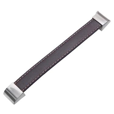 Imagem de Armário de liga de zinco feito à mão com cabo de couro estilo porta macia gaveta armário de cozinha ferragens de guarda-roupa, marrom, 192