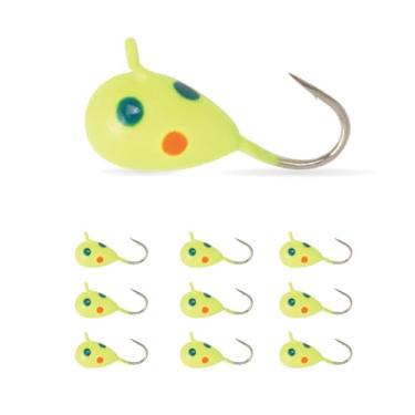 Imagem de MUUNN 10 peças 0,20 g - 4,40 g multicolorido brilho de tungstênio cabeça de gabarito de pesca no gelo, 2,7 mm - 7 mm, anzol Hayabusa para pesca no gelo de inverno 3,2 mm