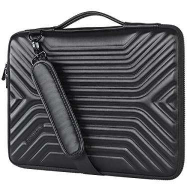 Imagem de DOMISO Bolsa para laptop de 15,6 polegadas com alça, capa protetora à prova de choque à prova d'água para laptops de 15 a 15,6 polegadas, MacBook Pro, Acer Aspire, HP Envy, Lenovo IdeaPad, Dell, preta