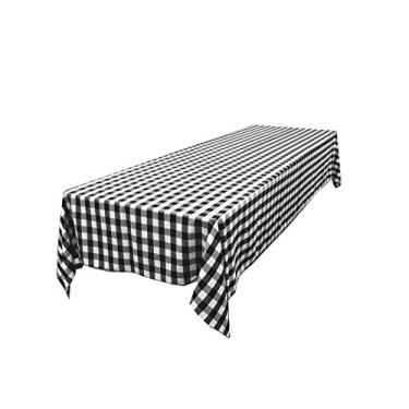 Imagem de LA Linen Toalha de mesa retangular xadrez xadrez de poliéster, 152 x 365 cm, branca/preta