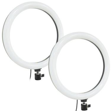 Imagem de Kit 2 Iluminador Led Ring Light Profissional Circular 30cm Maquiagem F