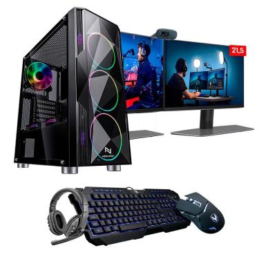 Imagem de Kit - Pc Gamer Intel I5 10400F 16Gb (Rtx 3060 12Gb) Ssd 240Gb + Hd 1Tb 600W 80 Plus + 2 Monitores 21,5 - Nli84591