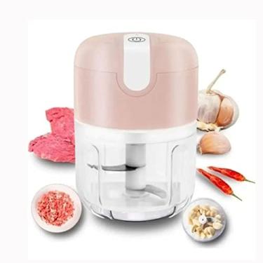 Imagem de Mini Processador De Alimentos 3 Lâminas Elétrico 250ml Usb (Rosa)