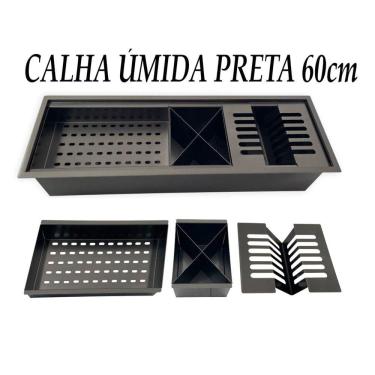 Imagem de Calha Úmida Gourmet Canal Organizador Escorredor 60Cm Preta