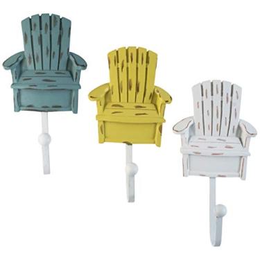 Imagem de Stephanie Imports Ganchos decorativos vintage de resina para cadeira de parede nas cores branco, verde-petróleo e amarelo (conjunto de 3)