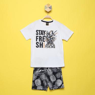 Imagem de Conjunto Infantil Lemon Camiseta Abacaxi + Bermuda Moletom Masculino-Masculino